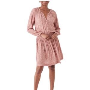 Faherty Womens Long Sleeve Dress Size Large Pink Floral Boho Transitional Fall
